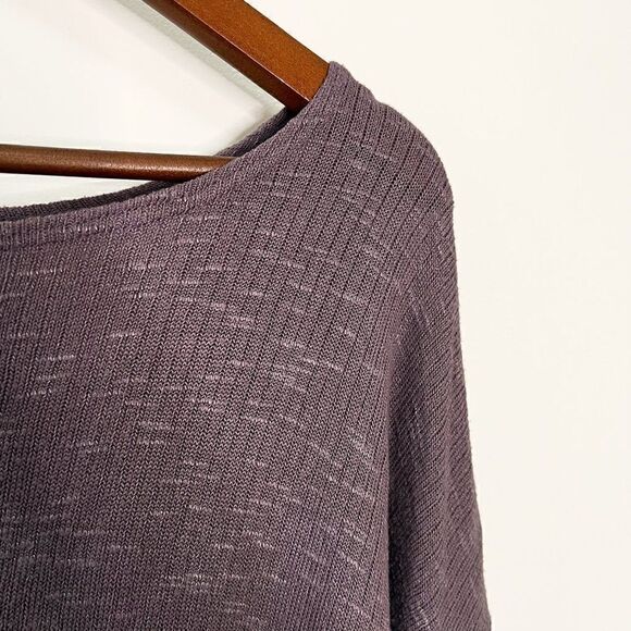 Sympli Purple Oversized Boxy Knit Cropped Half Sleeve Top - Picture 3 of 6